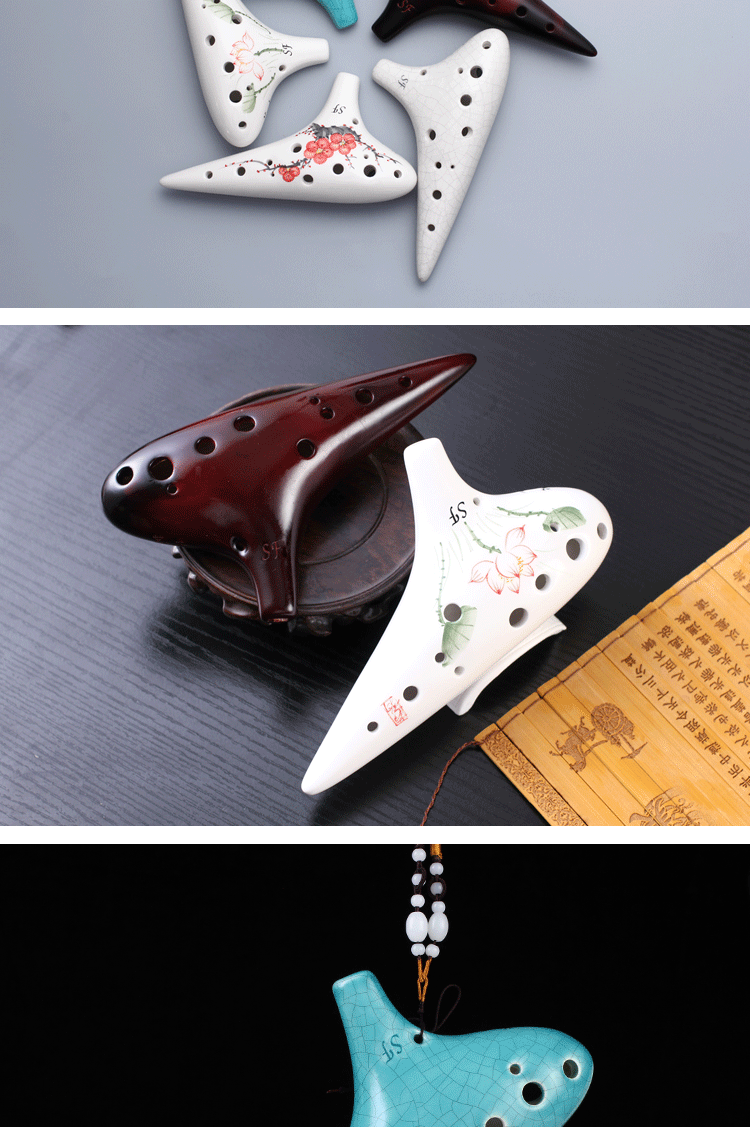 12 lỗ SF Ocarina treble F-điều chỉnh Gói nhạc cụ chuyên nghiệp cấp nhà thờ - Nhạc cụ dân tộc đàn tranh cổ trang