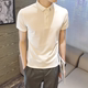 Korean style polo shirt, short-sleeved, half-sleeved, simple, slim, ice-sleeved, trendy brand t-shirt, ice silk lapel, trend-leading for young men