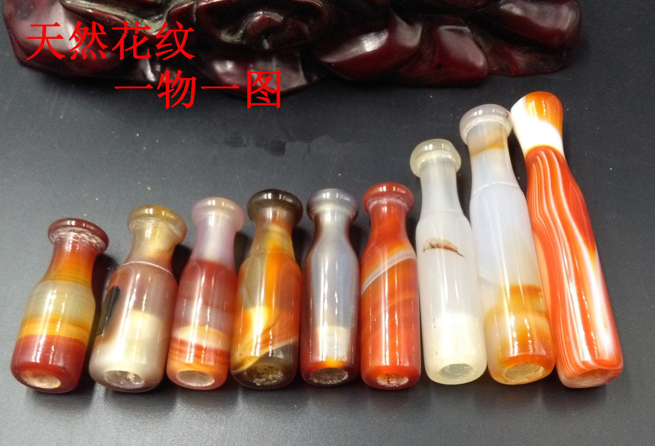 Natural agate dry cigarette holder with flower pattern One-figure-one-figure tobacco-tobacco-tobacco-tobacco pan old-fashioned dry cigarette bag traditional smoke gun