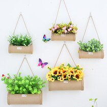 Creative wall decoration kindergarten restaurant Wall pendant Wall simulation green plant fake flower wall decoration wall decoration hanging flower bucket