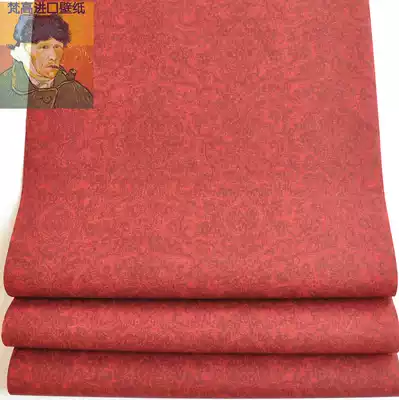 American imported tail pure paper wallpaper American country vintage wine red floral living room background Wall special clearance