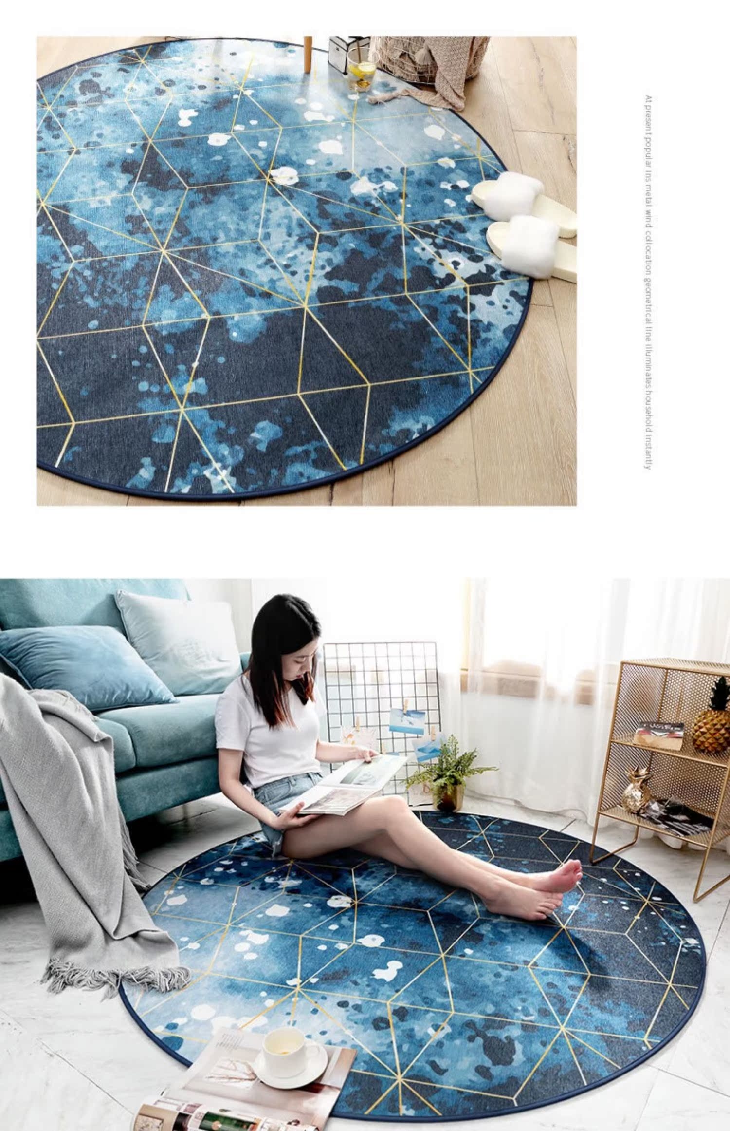 Ins Bắc Âu hiện đại đa chức năng thảm không lông tròn Home phòng khách bàn cà phê đệm máy tính ghế giỏ thảm - Thảm thảm bếp