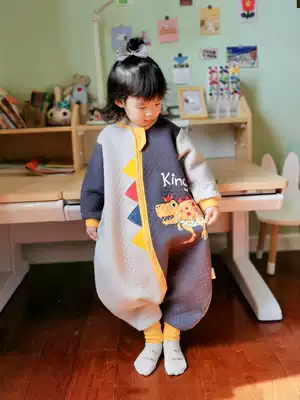 Xibei split leg sleeping bag spring and autumn thin cotton anti-kicking by baby foot big baby baby sleeping bag male baby dinosaur
