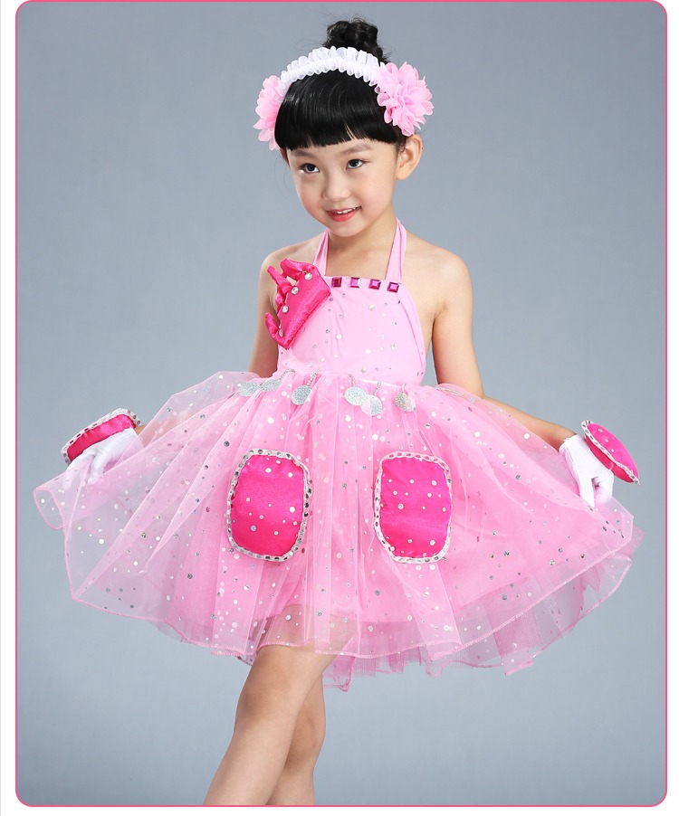 Xiaohe phong cách trang phục trẻ em cô gái Tôi có một cặp quần áo múa tay nhỏ Quần áo biểu diễn ngày của trẻ em - Trang phục trang phuc bieu dien
