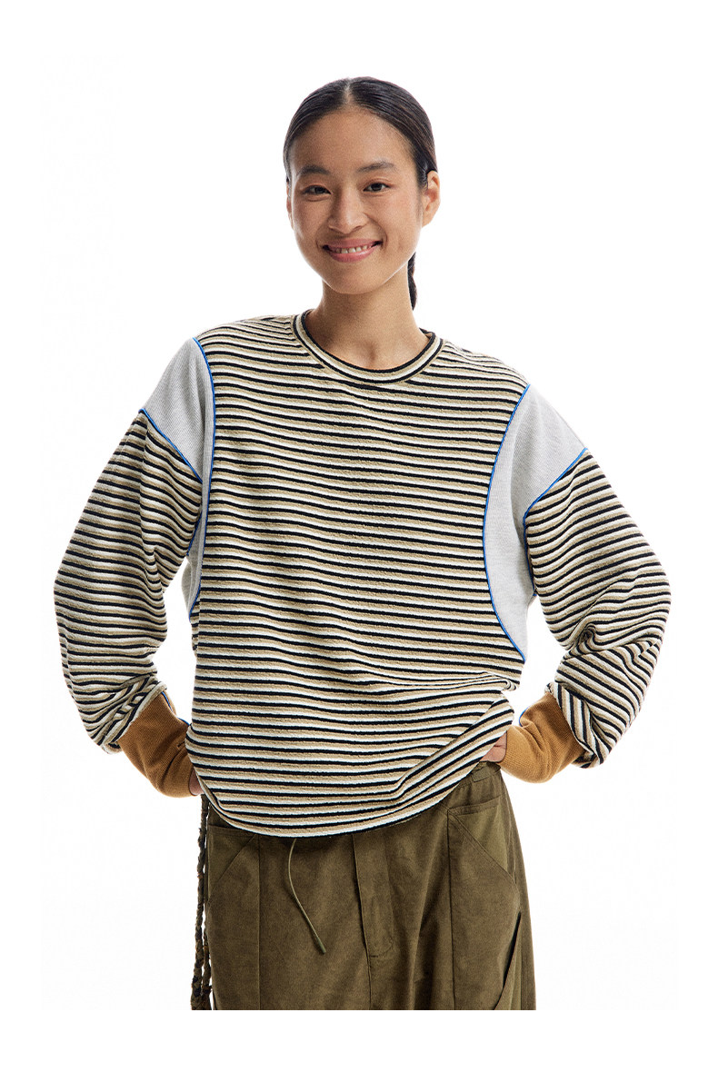 12%OFF】日本のレトロなストライプ柄スポーツ長袖シャツ CONP - Pinkoi