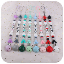 Baby cartoon Mickey head small silicone bead Grindle Tooth Gum New Baby Name Custom Pacifier Anti Drop Chain
