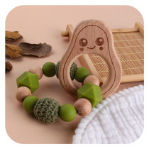 New DIY Creative Cartoon Beech Wood Toy Tooth Gum Baby Beech Butter Fruit Silicone Hand Ring Tooth Rubber Grinding Tooth Stick