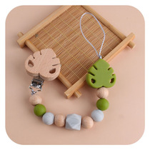 Infant Supplies Creative Beech Wood Leaves Pacifier Clips Toy Dentiel Gum Baby Silicone Leaf Pacifier Chain Anti-Fall Chain