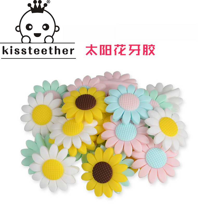 DIY Handmade sunflower pendant BPA Free Texture silicone Sunflower Shape Silicone Tooth Holder Pendant