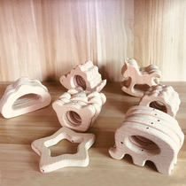 Baby Wooden Animal Teething Tape Hole Beech Teething Animal Pacifier Chain Pendant