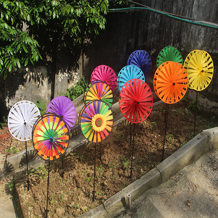 Dongguan Dongcheng Haihua 35cm double-layer disc windmill festival activities garden attractions decoration set direct sales