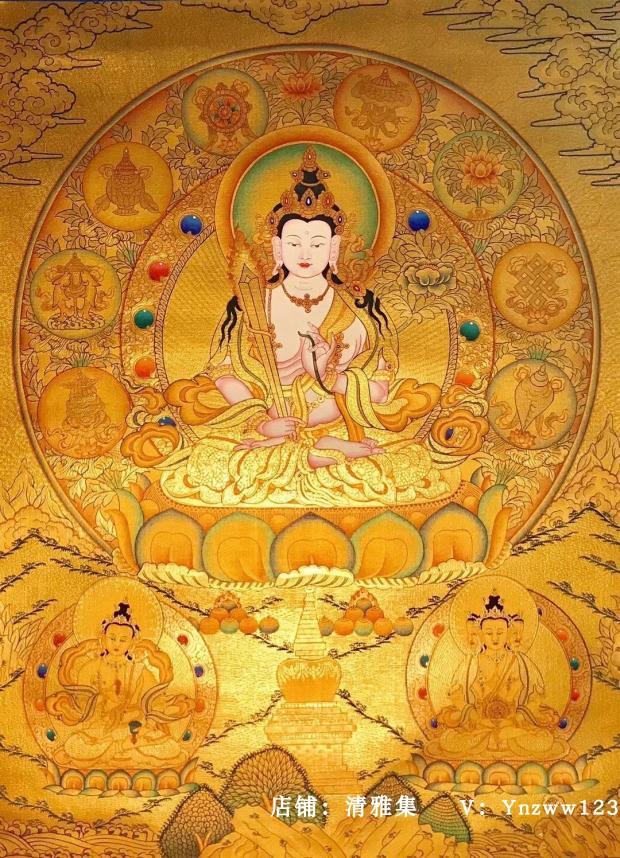 Gold Leaf Imaginary Emptiness Bodhisattva Great Trend To Bodhisattva Nepal Pure Hand Painted Tibetan This Life Buddha Donka Hang Painting
