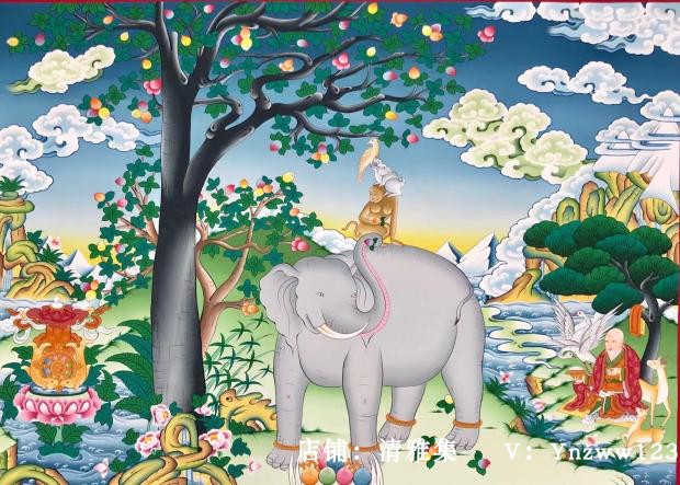 Collection-level harmony four Ruitu Nepal hand-painted Tibetan handmade thangka hanging painting auspicious four Ruitu living room porch