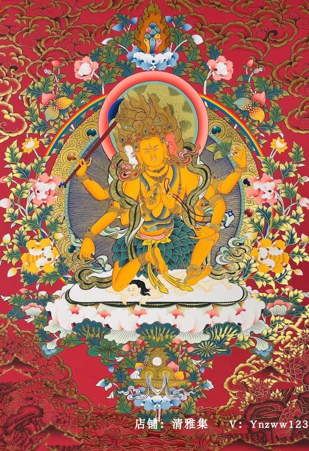 Rare Subject Collection Grade Leaf Coat Buddha Nepal Pure Hand Painter Tibet Artisanal Donka Hang Painting