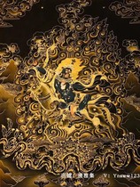 Collection level Qinghai Regong black gold auspicious Tianjin mother Tibetan pure hand-painted pure gold depicting handmade thangka hanging paintings