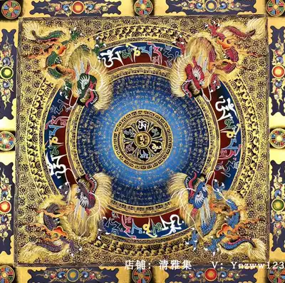 Hand-painted Panlong six-character mantra Mantan city Nepal pure hand-painted pure handmade Tibetan tantric tantric thangka hanging painting