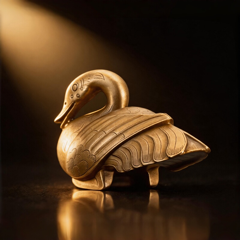 Ogrm Museum Collection: Honghu·Sotheby·Jade·Swan·Replica Bronze Antique Ornament