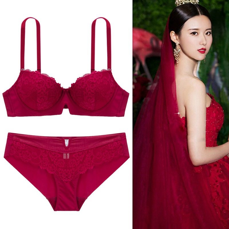 This Life's Underwear Women's Law Style Light Lavish Red Lace Sexy Bra On Thin Lower And Thick Breast For A Bra Suit