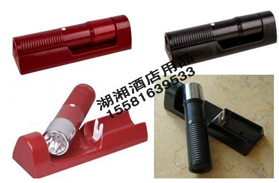 Promotion wall-mounted hotel room emergency flashlight plastic chrome head hotel special room fire emergency lighting