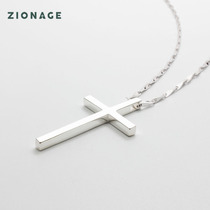 Love you lettering 925 silver cross necklace mens cotton rope melon seed chain simple un-inlaid silver smooth pendant