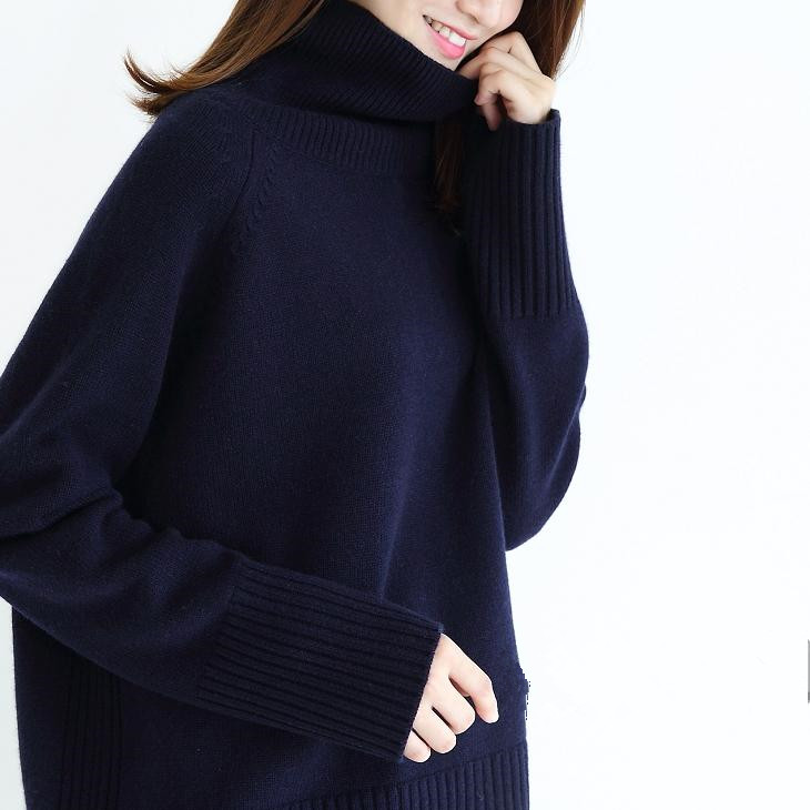 Giải phóng mặt bằng chống mùa ga Châu Âu cổ áo len cashmere cao cổ của phụ nữ dày lỏng lẻo áo len gió lười áo len kích thước lớn - Đan Cardigan áo len thổ cẩm