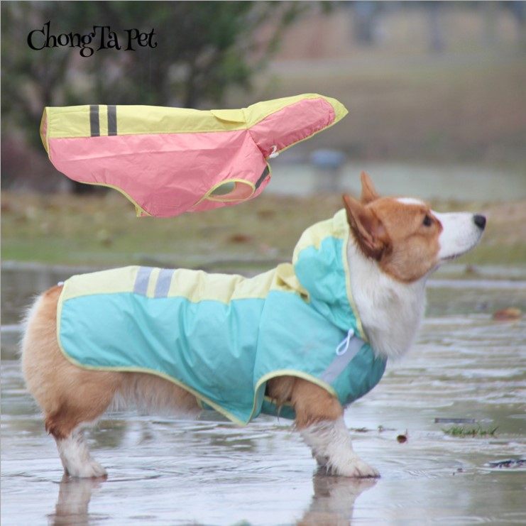 Corgi dog raincoat four-legged all-inclusive pet waterproof clothes supplies small and medium-sized short-legged dog summer thin poncho
