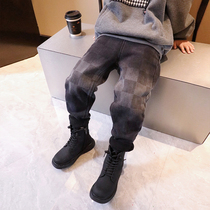 Small Crooked Boy Dress 2022 Spring Autumn Season New Long Pants Baby Big Kid Fried Street Jeans