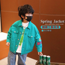 Small Crooked Boy Clothes 2022 Spring Autumn Season New Coat Baby Foreign Air Blouse Children Han Version Denim Jacket Tide