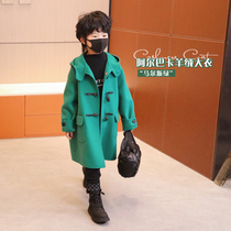 Small Crooked Boy Clothes 2021 Autumn Winter New Foreign Air Children Baby Medium Long jacket Double face cashmere Grand coat