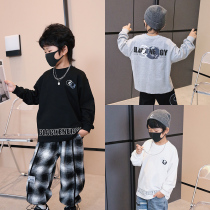 Spring 2022 New Boys Clothing All-match Round Neck Inner and Outdoor Tops Fashionable Long Sleeve Solid T-shirt