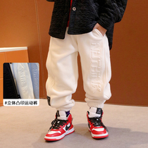 Small Crooked Boy 2021 Autumn Winter Dress New Winter Plus Suede Trousers Children Casual Pants Baby Big Boy Pants