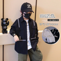 Small Crooked Home 2022 Boy loaded in spring Summer season new childrens shirt baby CUHK Turned Foreign Air Long Sleeve Shirt