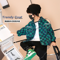 crooked family autumn new style chess board jeans jacket western style autumn tops