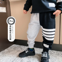 (Broken code clearance) small crooked childrens clothing 2021 autumn new sports pants two color color color color sports ties