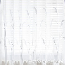  Curtain screen curtain window screen white sand embroidery screen Modern simple and fresh living room Bedroom balcony bay window Floor-to-ceiling window customization