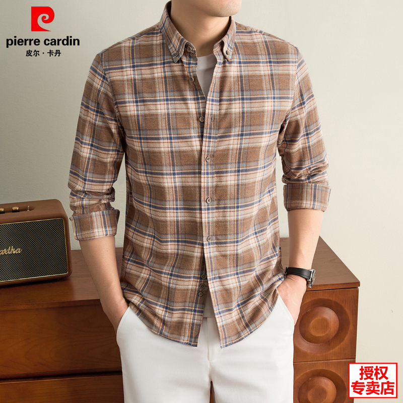 Authentic Pierre Cardin Retro Plaid Shirt for Men 2026 Autumn Long-Sleeved Pure Cotton Casual Versatile Skin-Friendly Shirt Authentic Pierre Cardin Retro Plaid Shirt for Men 2026 Autumn Long-Sleeved Pure Cotton Casual Versatile Skin-Friendly Shirt