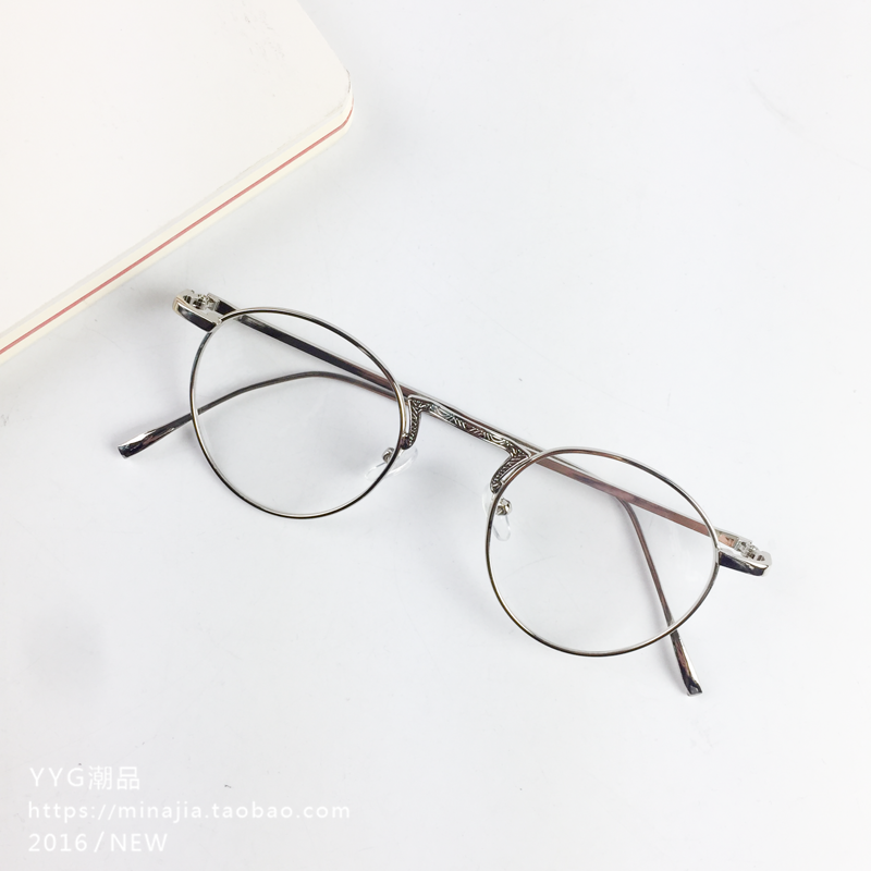 Hàn Quốc ulzzang văn học retro nhỏ kính tươi nam và nữ khung mỏng kim loại kính phẳng khung tròn kính thời trang nữ
