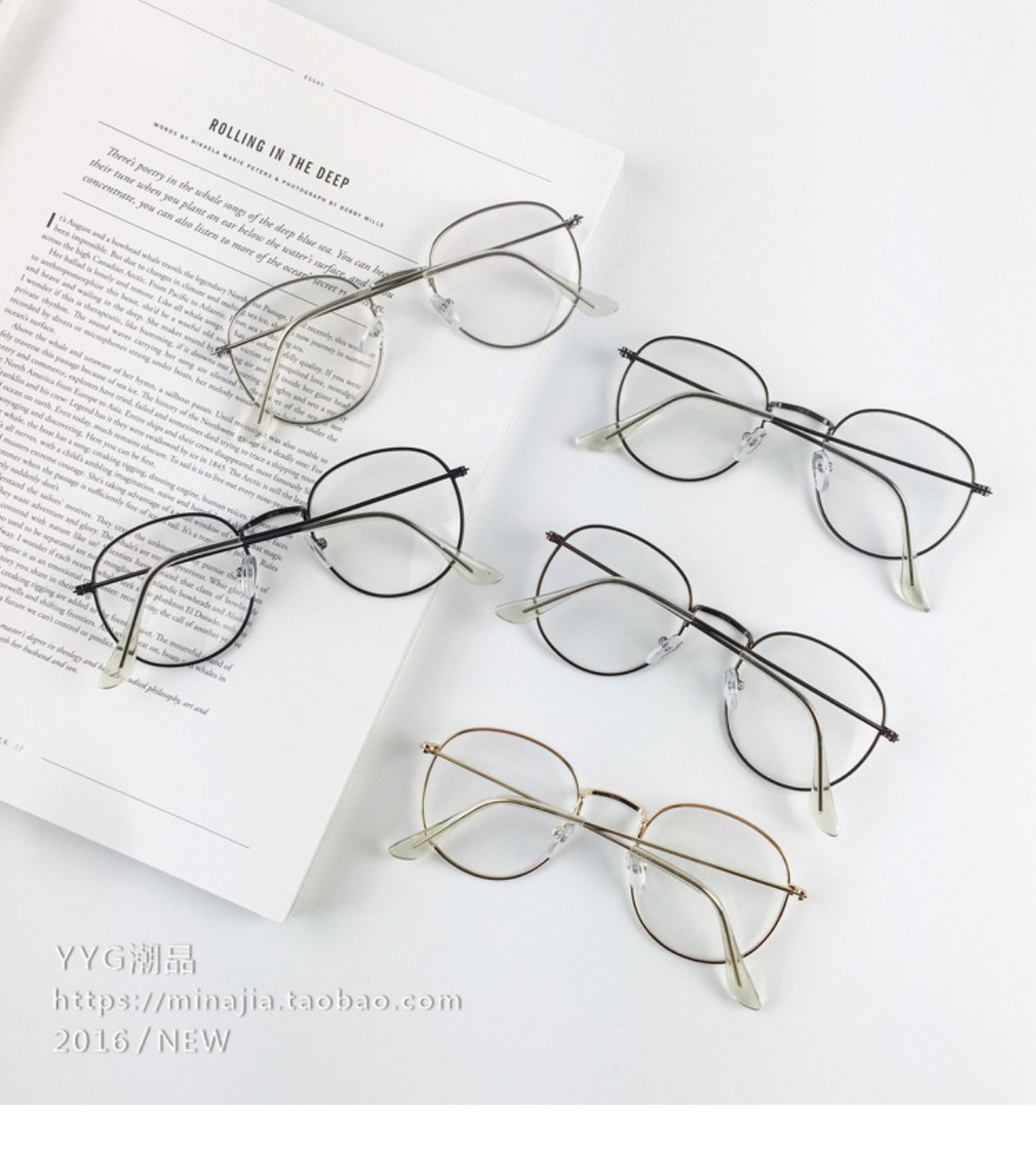 Nghệ thuật retro Hàn Quốc nhỏ tươi nữ Harajuku hoang dã siêu nhẹ xu hướng dễ thương khung mỏng khung tròn kính phẳng kính nam