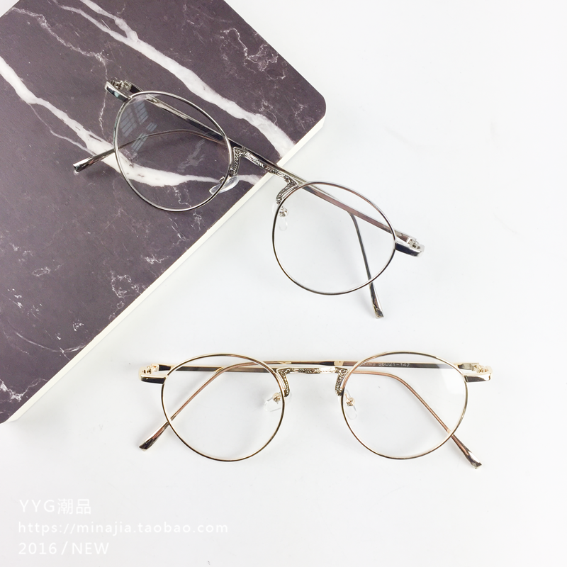 Hàn Quốc ulzzang văn học retro nhỏ kính tươi nam và nữ khung mỏng kim loại kính phẳng khung tròn kính thời trang nữ