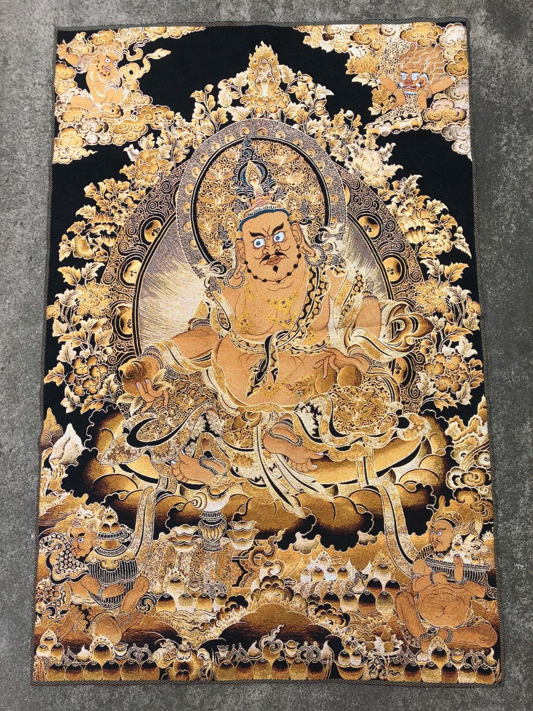 Huang Caishen Tang Card Embroidery Brocade Painting of Tibetan Buddhist statues portrait Xuanguan painting Tibetan Golden Silk Hanging Paintings and Decorative Paintings-Taobao