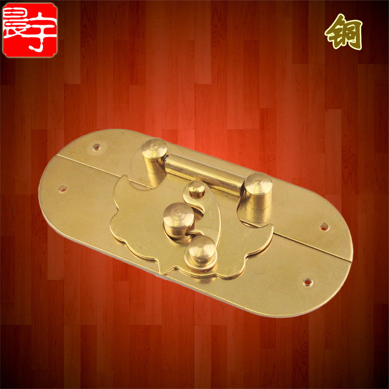 AD126 Chinese antique pure brass small box buckle buckle padlock buckle camphor wood box jewelry box packaging wooden box