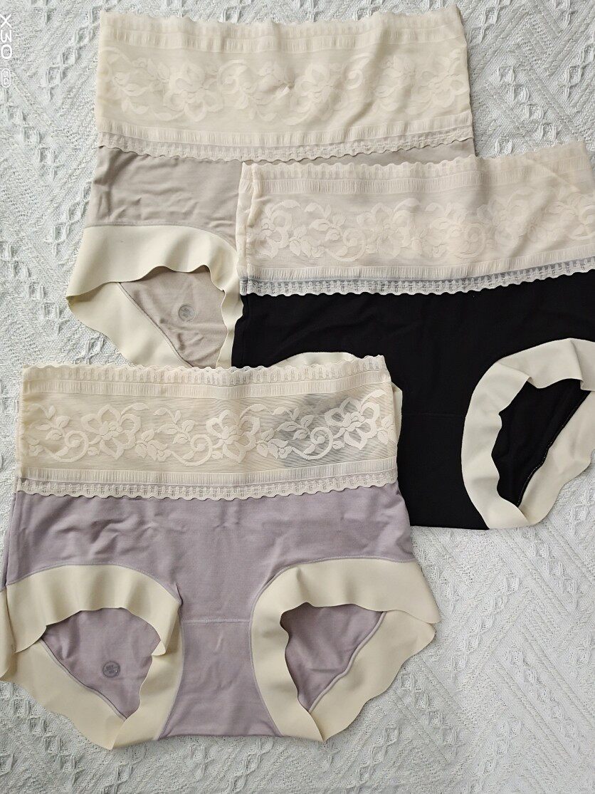 Summer Bi Preparation Treasure Naked Sensation Modale Cotton Real Silk Lace No Marks Comfort High Waist Underpants Three Antibacterial And Breathable