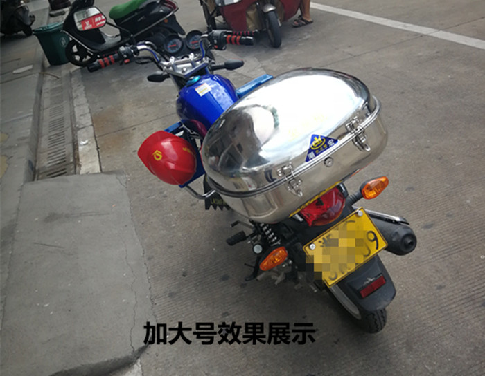 Thép không gỉ dày đuôi xe máy hộp điện thân xe sang trọng thêm lớn hộp lưu trữ 304 hộp công cụ - Xe gắn máy phía sau hộp thùng givi hông