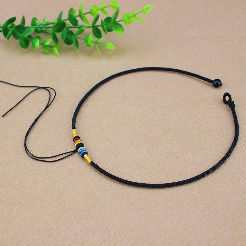 High-grade hand-woven pendant rope jade pendant beeswax emerald necklace rope couple lanyard diy accessories female