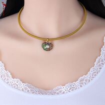 Handmade Name Clan Wind Ornament Short Money Chain Retro Neck Chain Lock Bone Chain Jingtai Blue Pendant Fairy Crane Roast Blue Collar Woman