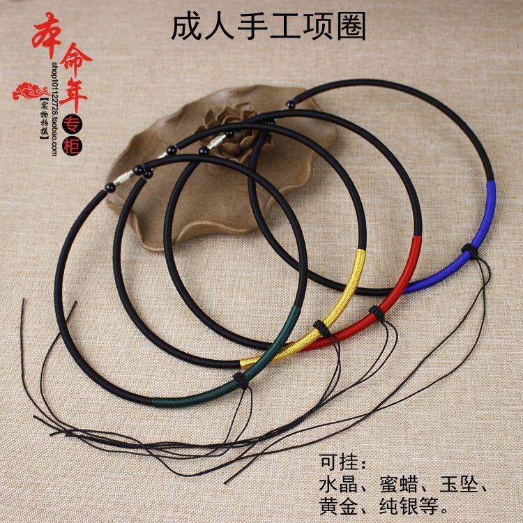 Original hand-woven famous family wind collar Crystal beeswax Jade gold drop rope short collarbone necklace female