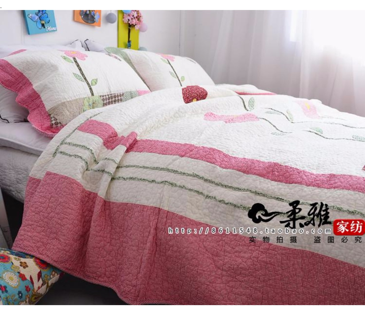 Applique giường vườn bao gồm bông bông gia đình chăn bốn ba mảnh áp dụng tấm bông khăn trải giường pad là - Trải giường các mẫu ga trải giường đẹp
