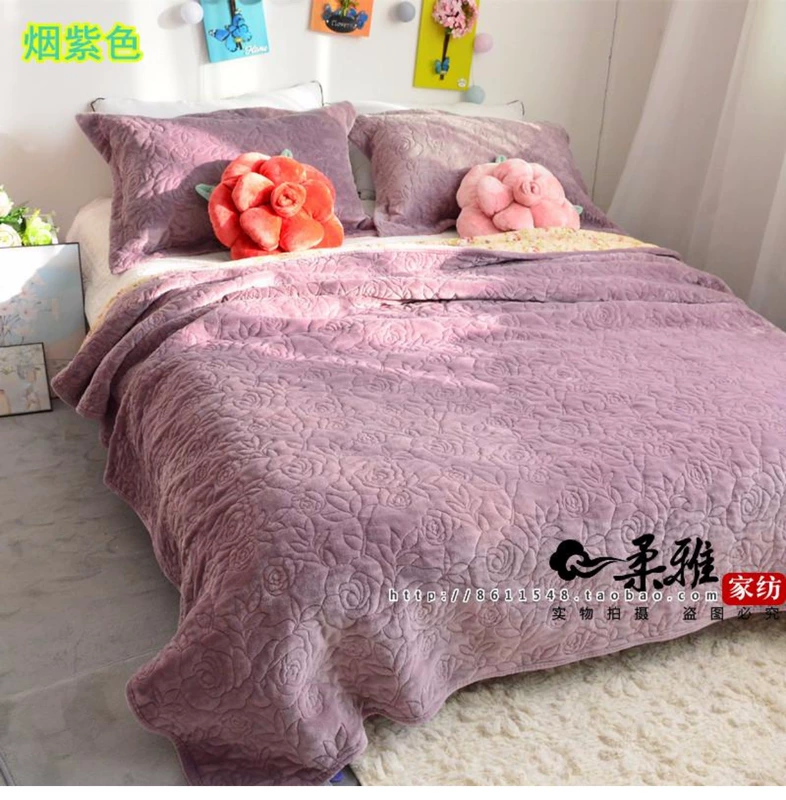 Mùa thu và mùa đông flannel trải giường sang trọng chăn bông bằng chăn mùa xuân và mùa thu nhung chăn mùa đông dày tấm chăn dày ga trải giường đơn