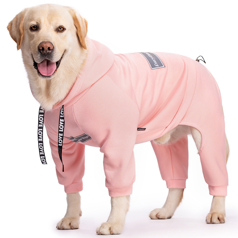 New Large Dog Clothes Four-Legged Outfit Golden Retriever Labrador Alaskan Hooded Sweatshirt Autumn and Winter Clothing 