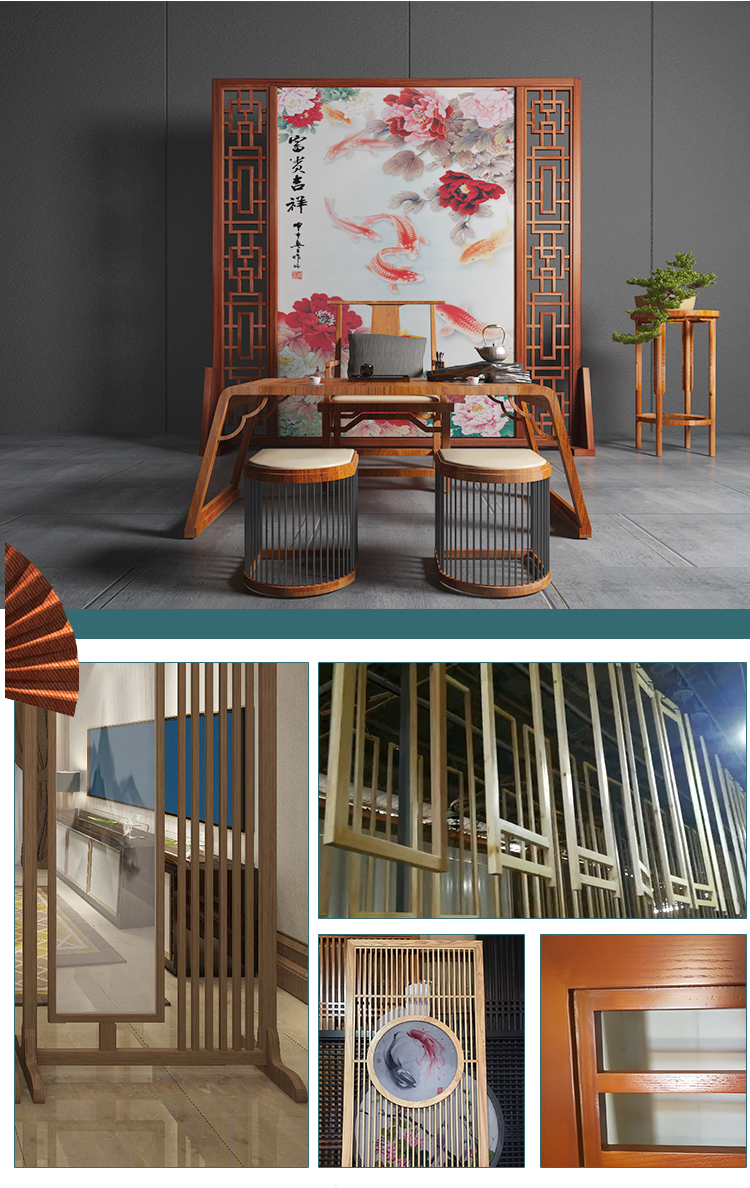 Mới Trung Quốc phong cách màn hình phân vùng phòng khách lối vào hiên di chuyển trang trí phòng ngủ khách sạn gỗ rắn vải hai mặt màn hình ghế - Màn hình / Cửa sổ mẫu song cửa sổ đẹp